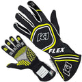 Glove Flex Medium Black / Flo Yellow SFI 3.3/5